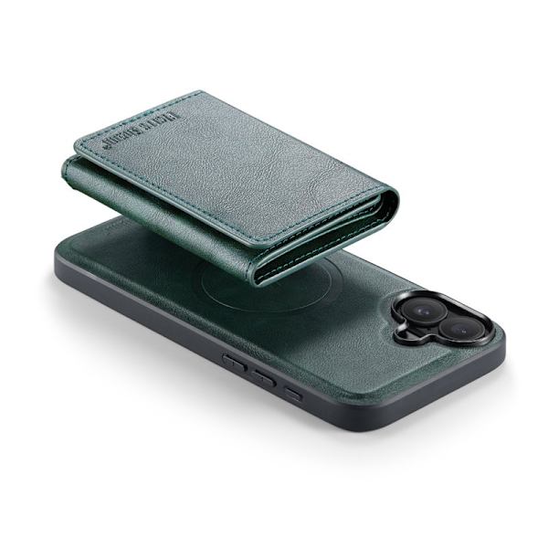 FIERRE SHANN FS030 iPhone 17 Plånboksfodral Tri-Fold Konstläder - Grön