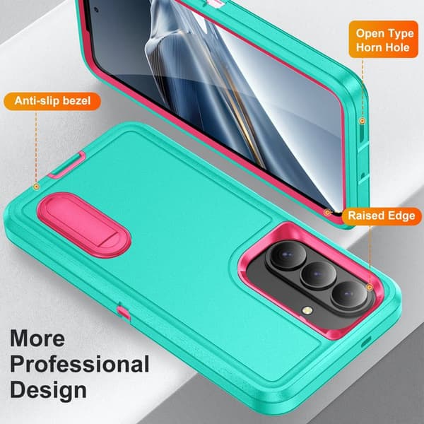 Mobilskal för Samsung Galaxy S26 PC + Silikon Anti-Drop Kickstand - Cyan