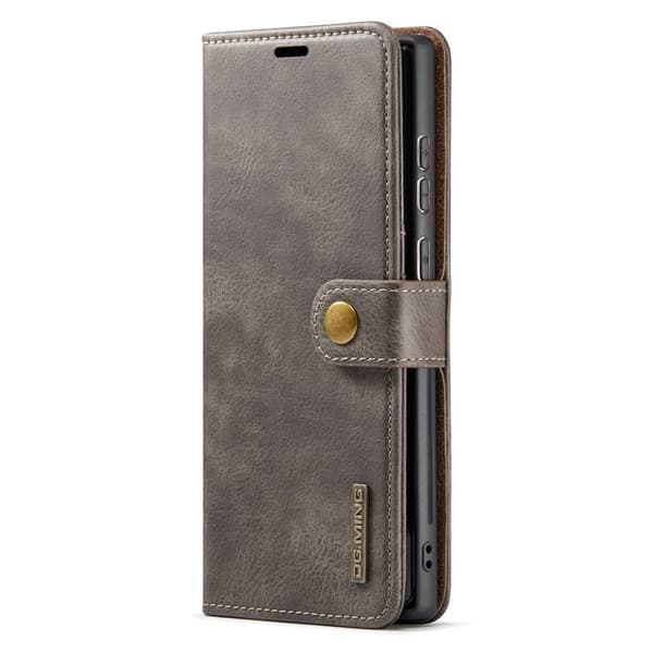 DG.MING Galaxy S23 Ultra Äkta Läder Plånboksfodral Detachable Magnet Grå