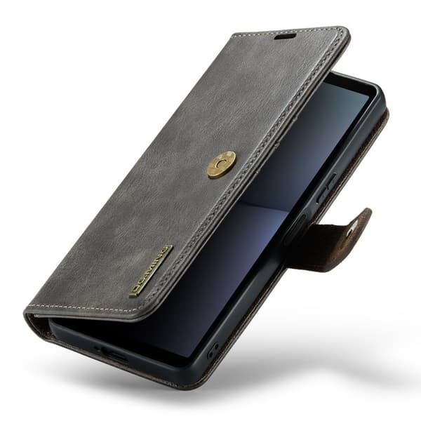 DG.MING Detachable Magnetisk Äkta Läder Plånboksfodral för Sony Xperia 10 V Grå