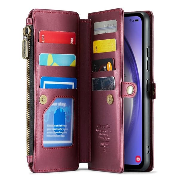 CASEME Plånboksfodral Konstläder för Samsung Galaxy A54 5G - Vinröd