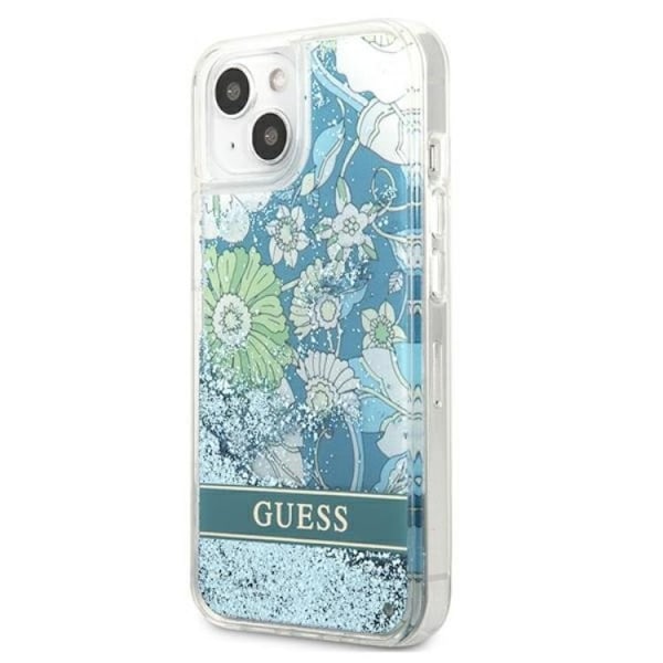 Guess iPhone 13 mini Skal Flower Liquid Glitter - Vihreä Grön