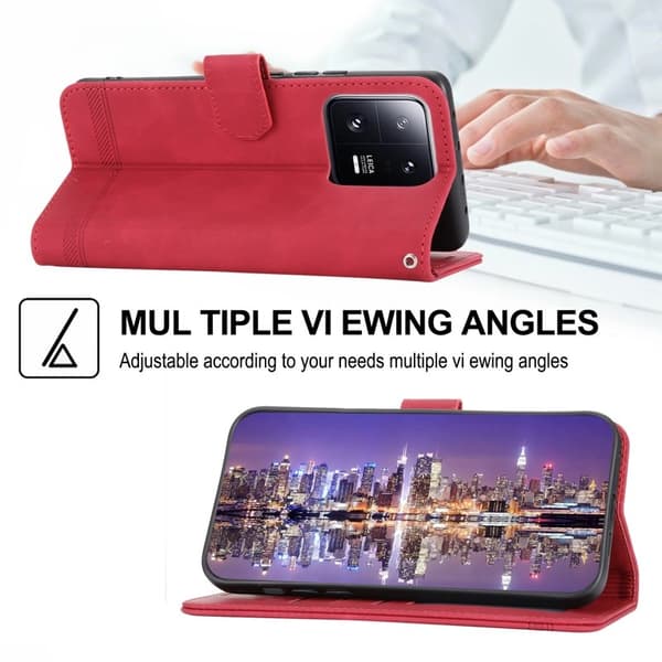 DIERFENG DF-03 Plånboksfodral för Xiaomi 13 Pro 5G Konstläder - Röd