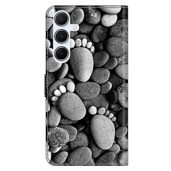 Galaxy A17 5G Plånboksfodral Pattern Printing - Stone Footprints Svart