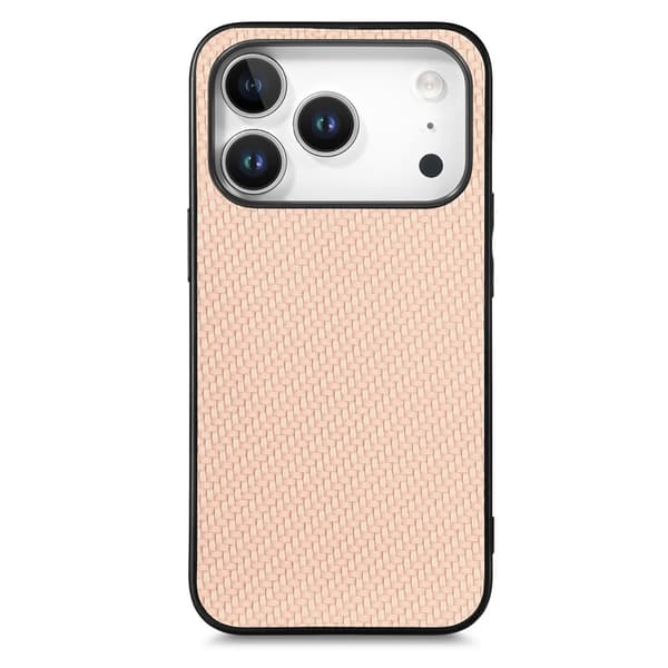 Mobilskal till iPhone 17 Pro Max Carbon Fiber PU Läder - Aprikos Brun