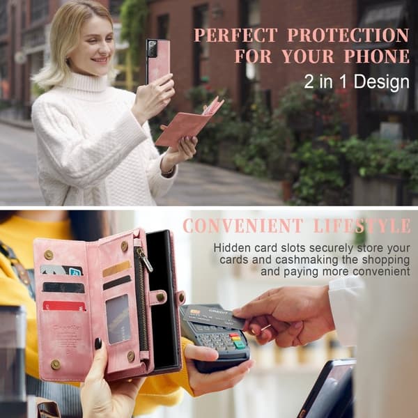CASEME 008 Mobilskal för Samsung Galaxy Note20 - Rosa KonstLäder