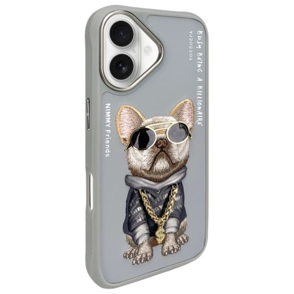 Nimmy Mobilskal till iPhone 16 Glasses Cool Dog - Grå Grå