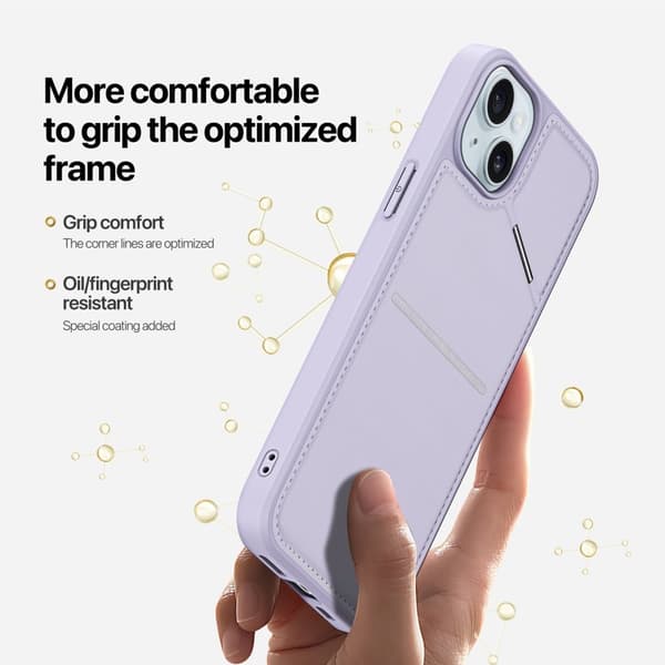 DUX DUCIS Rafi II för Mobilskal till iPhone 15 Plus kortplats Konstläder Lila