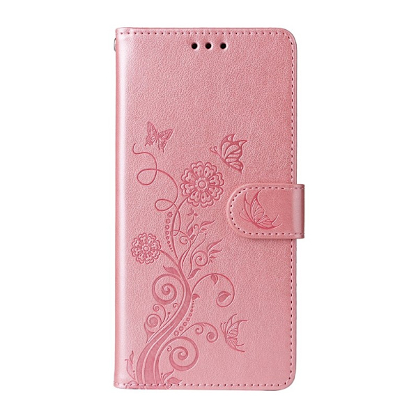 Samsung Galaxy A37 Plånboksfodral Konstläder Blomtryck Ställ - Rosa