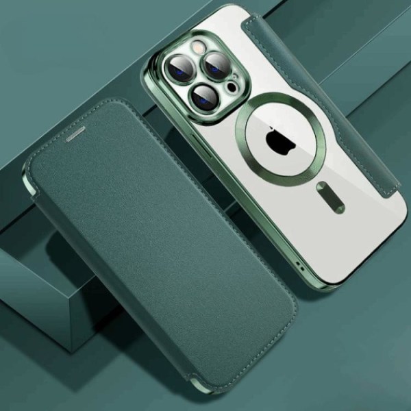 BOOM iPhone 14 Pro Max Magsafe Plånboksfodral RFID Flip - Grön