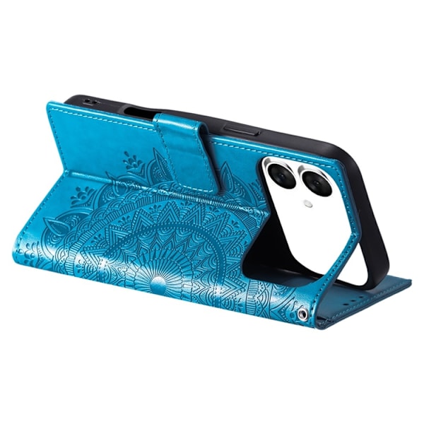 Galaxy S26 Edge Plånboksfodral Imprinted Totem Läder - Blå Blå