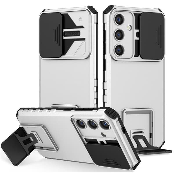 Mobilskal för Samsung Galaxy S26 Plus Kamera Skydd PC + TPU - Silver