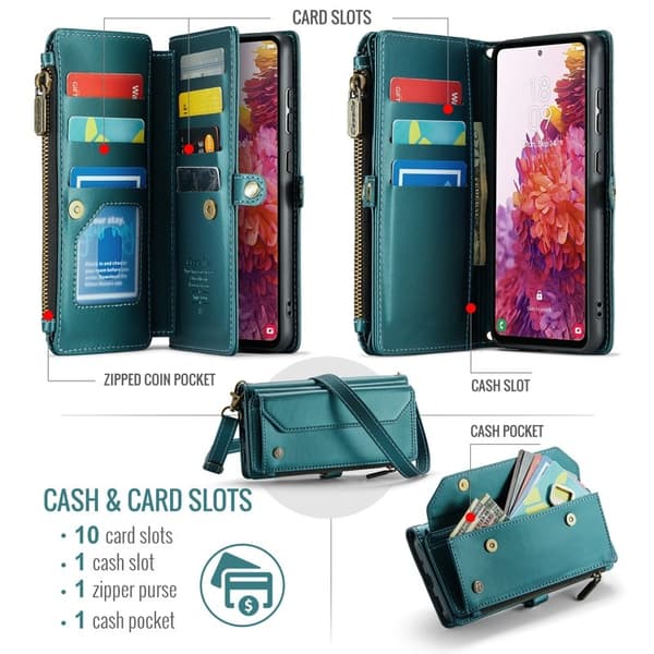 CASEME Plånboksfodral Konstläder för Samsung Galaxy S20 FE - Grön