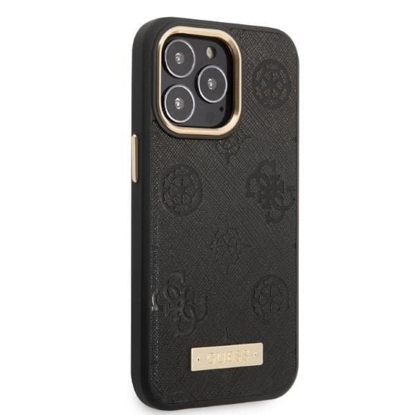Guess iPhone 13 Pro Skal Magsafe Peony Logo Plate - Sort Black
