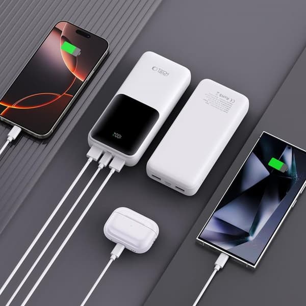 Tech-Protect Powerbank 20000mAh 22.5W - Hvid Vit
