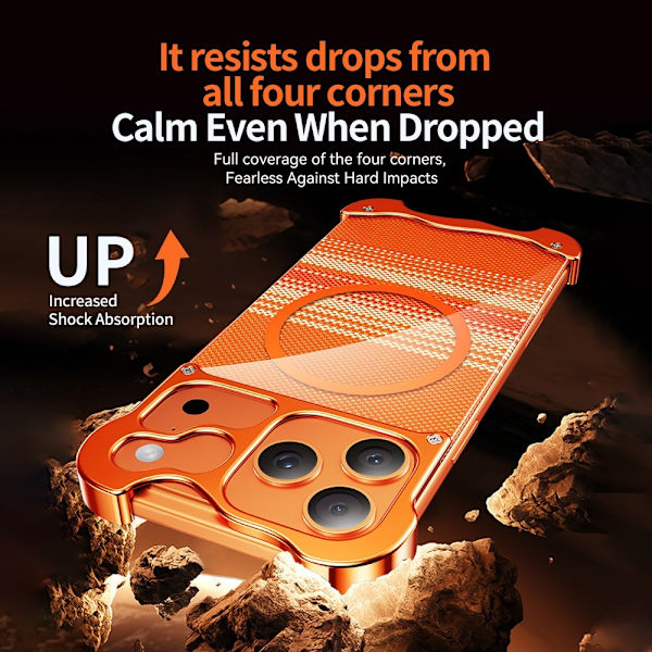 Mobilskal till iPhone 17 Pro Magsafe Frameless Kevlar Pattern - Orange Orange