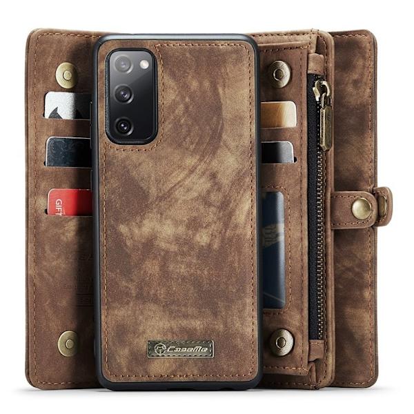 CASEME 008 Series Multi-function Wallet Mobilskal för Samsung Galaxy S20 FE Brun