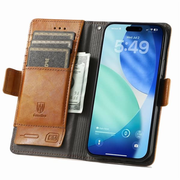 CASENEO iPhone Air Plånboksfodral Konstläder Ställ med RFID - Khaki