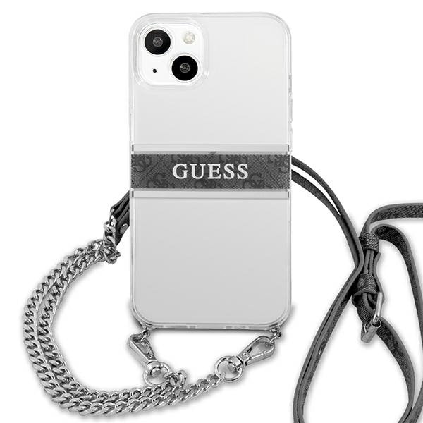 Guess Gray Strap Silver Chain Skal iPhone 13 mini - Transparent Silver