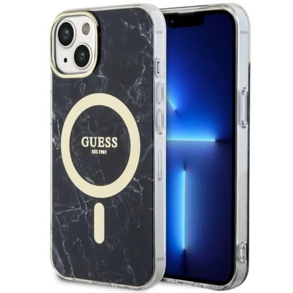 Guess Mobilskal till iPhone 14 Plus MagSafe Marble - Svart Svart
