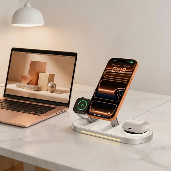 Tech-Protect Qi2.2 MagSafe Trådlös Laddare För iPhone/Apple Watch/AirPods Vit