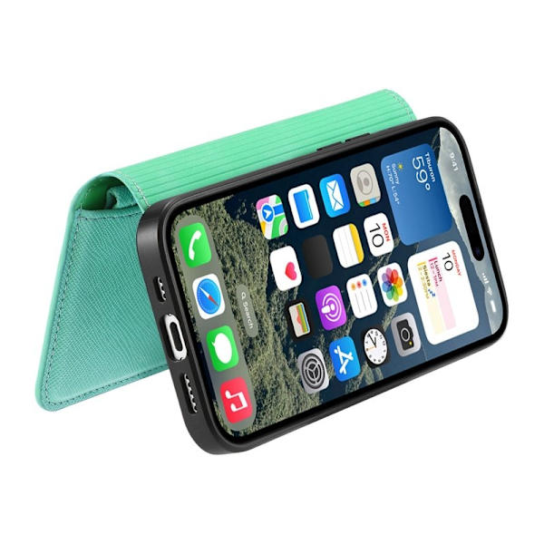 CASENEO iPhone 16 Plus Plånboksfodral Konstläder - Grön