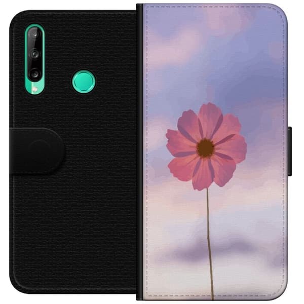 Pung Taske til Huawei P40 lite E med Lyserød Blomst
