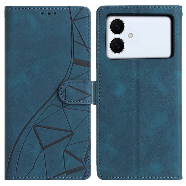 Samsung Galaxy S26 Edge Plånboksfodral Ställ Triangelmönster Konstläder - Blå
