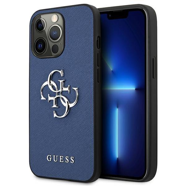 Guess Saffiano 4G Metal Logo Cover iPhone 13 Pro / 13 - Sininen Blue