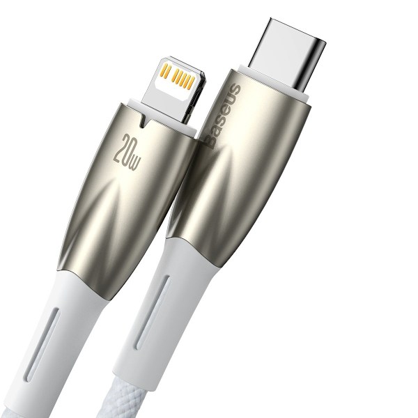 Baseus USB-C till Lightning-kabel 1m Glimmer 20W - Vit Vit