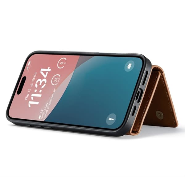 DG.MING Serie Mobilskal till iPhone 16 med Ställning och Plånboksfodral Brun