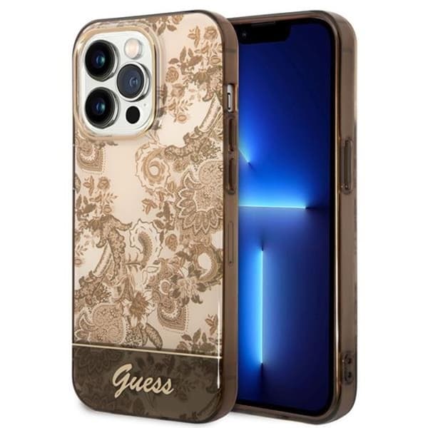 GUESS iPhone 14 Pro Skal Porcelain Collection - Ocher Brun