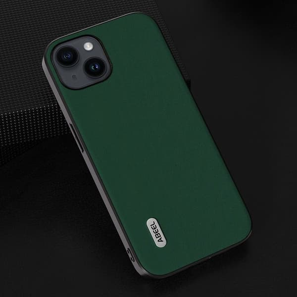 ABEEL Mobilskal till iPhone 14 i Äkta Läder och TPU - Grön