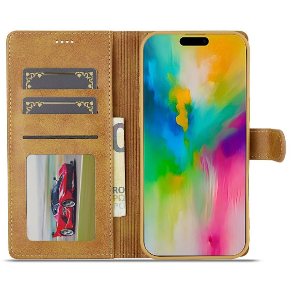 LC.IMEEKE iPhone 16 Pro Max Plånboksfodral Konstläder - Gul