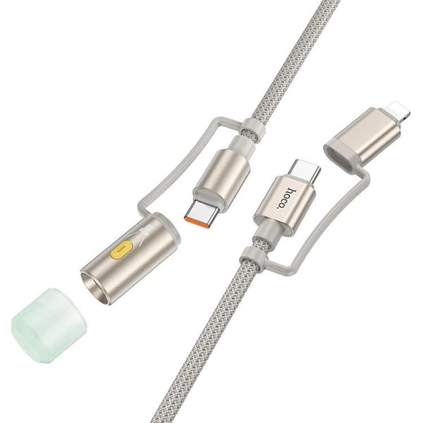 Hoco USB-C/Lightning Till USB-C LED-ljus 60W 3A Kabel 1.2m U138 - Grå Grå