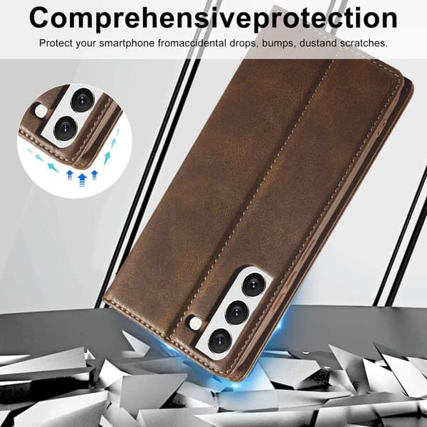 LC.IMEEKE Samsung Galaxy S22+ Plånboksfodral Konstläder - Brun
