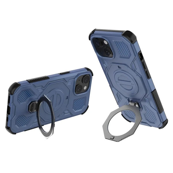 Mobilskal till iPhone 15 Plast Shockproof Med Ställ - Blå Blå