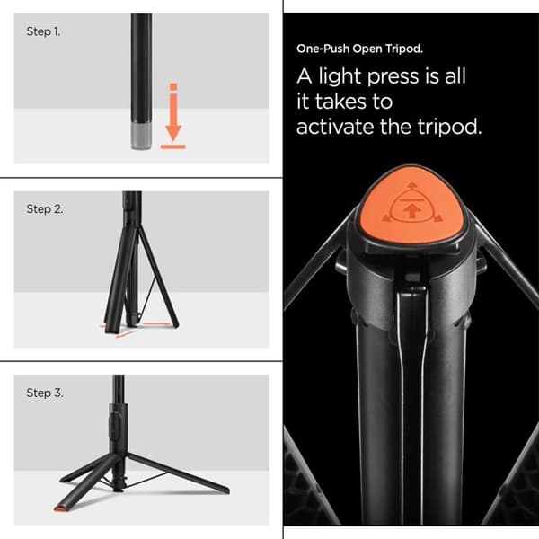 Spigen Selfiestick Tripod Bluetooth S541W - Svart Svart