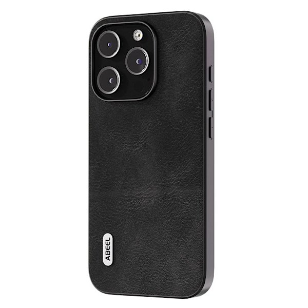 ABEEL Mobilskal till iPhone 15 Pro Max PU Läder Svart
