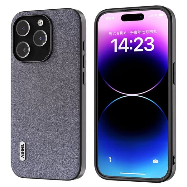 ABEEL Mobilskal till iPhone 15 Pro Max Glitter Drop-proof PU Läder Svart