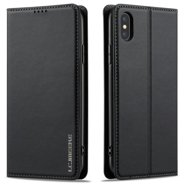 LC.IMEEKE L1 Series iPhone XS Max Plånboksfodral Konstläder - Svart