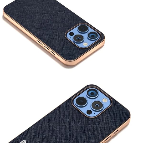 Abeel Mobilskal till iPhone 16 Pro Äkta Läder Cross Texture - Blå Blå