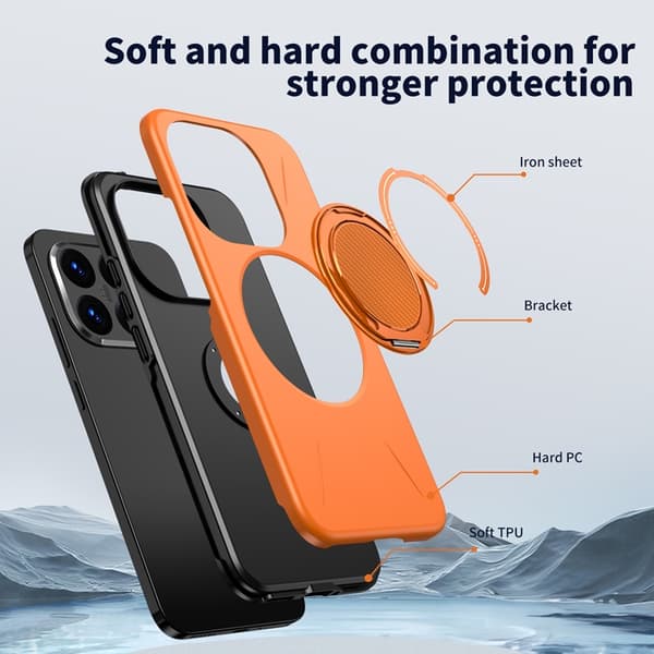Mobilskal till Xiaomi 15T Magsafe Rotating Kickstand TPU + PC Orange