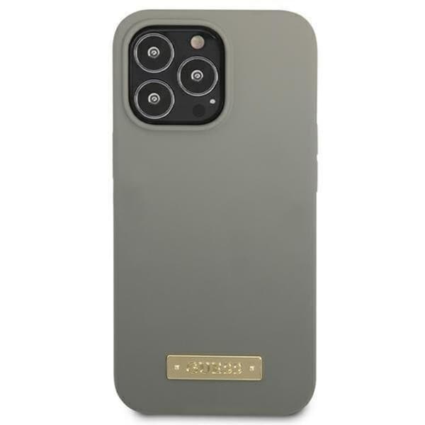 Guess iPhone 13 Pro Skal MagSafe Silicone Logo Plate - Grå Grå