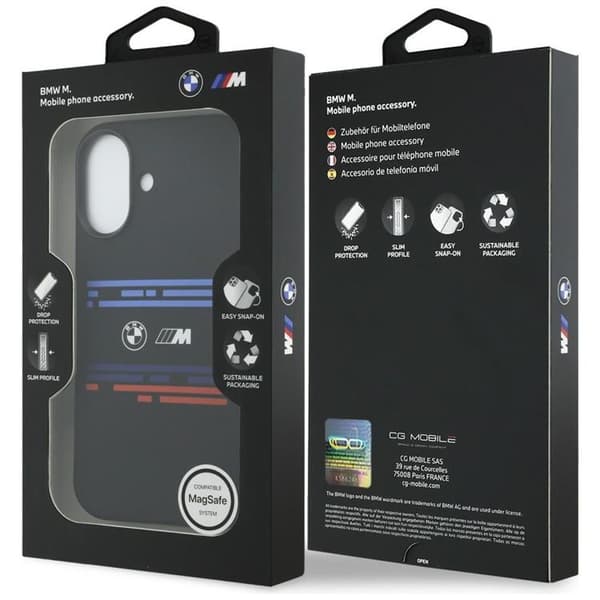 BMW Mobilskal till iPhone 17 MagSafe Silikon Horizontal Line Svart