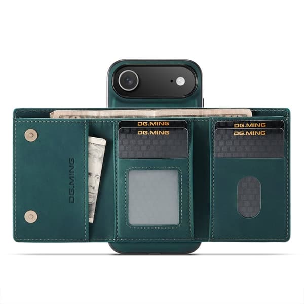 DG.MING iPhone Air Konstläder Plånboksfodral Kickstand Grön