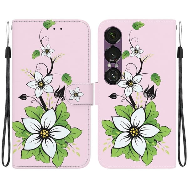 Sony Xperia 1 VII Konstläder Plånboksfodral Pattern Printing - Lily Flerfärgad