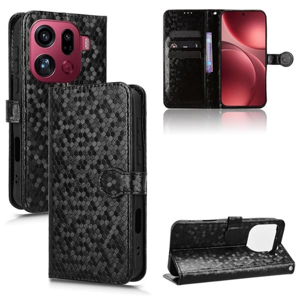 Oppo Find X9 Pro 5G Plånboksfodral Konstläder Dot Mönster - Svart