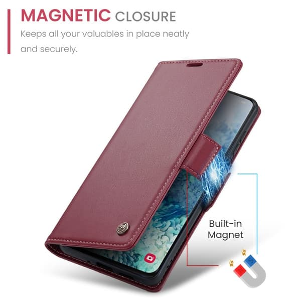 CASEME Plånboksfodral Konstläder för Samsung Galaxy S20 Plus - Röd