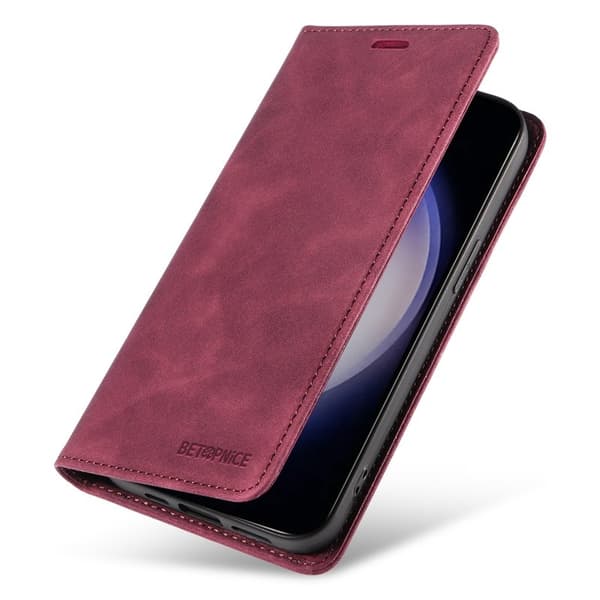 BETOPNICE 003 för Samsung Galaxy S24 Plånboksfodral Konstläder - Röd